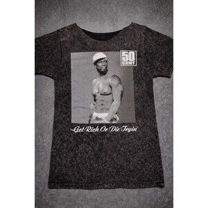 Vintage 50 Cent Get Rich Or Die Tryin Acid Wash T-Shirt Small Rap Tee
